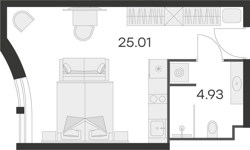 Квартира-студия, 29.94 м² - планировка, фото №1