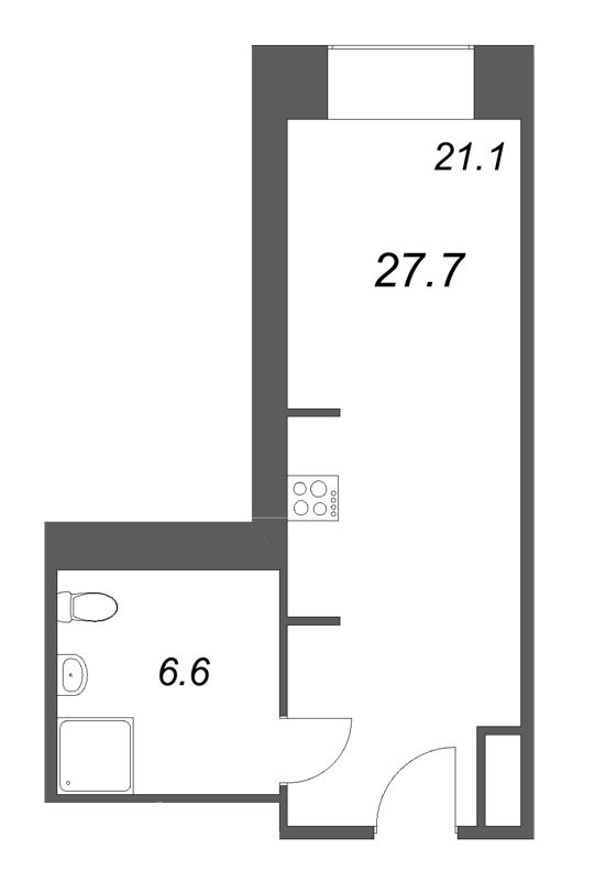 Квартира-студия, 27.7 м² в ЖК "Пространство by Avenue-Apart" - планировка, фото №1
