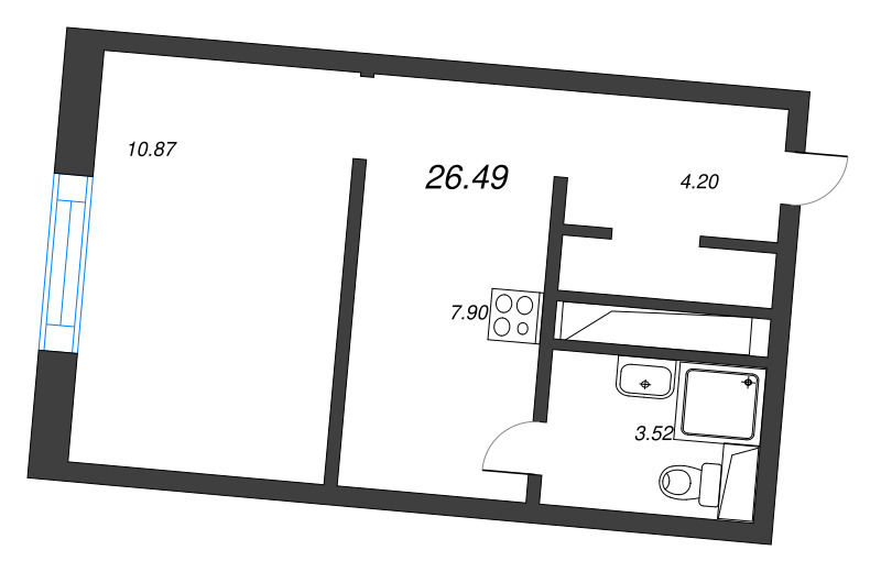 Квартира-студия, 26.5 м² в ЖК "Legenda Васильевского" - планировка, фото №1