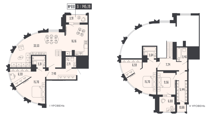 4-комнатная (Евро) квартира, 145.19 м² в ЖК "Shepilevskiy" - планировка, фото №1