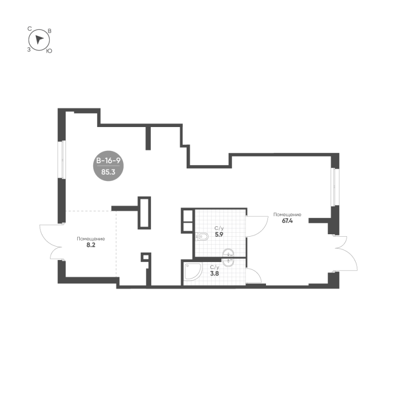 Помещение, 85.3 м² в ЖК "Ягодное Река Парк" - планировка, фото №1