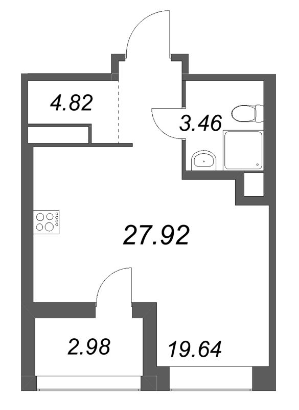 Квартира-студия, 27.92 м² в ЖК "Ультра Сити 3.0" - планировка, фото №1