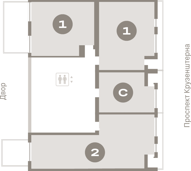 2-комнатная (Евро) квартира, 66 м² в ЖК "Северный ветер" - планировка этажа