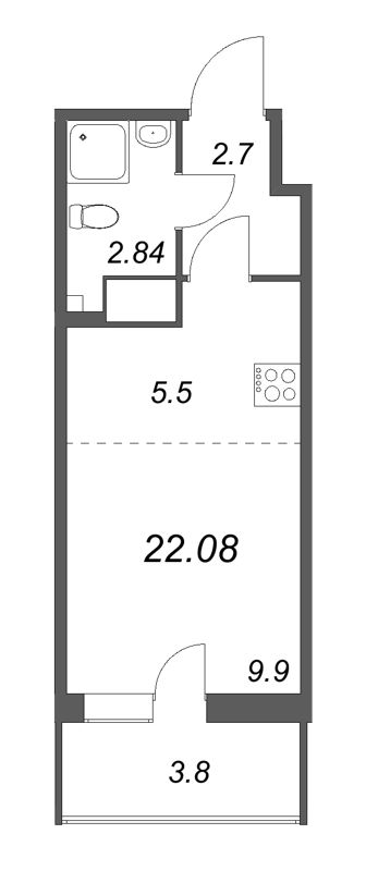 Квартира-студия, 22.08 м² в ЖК "Аквилон Янино" - планировка, фото №1
