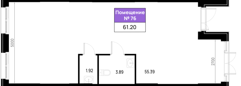 Помещение, 61.2 м² в ЖК "Имена" - планировка, фото №1