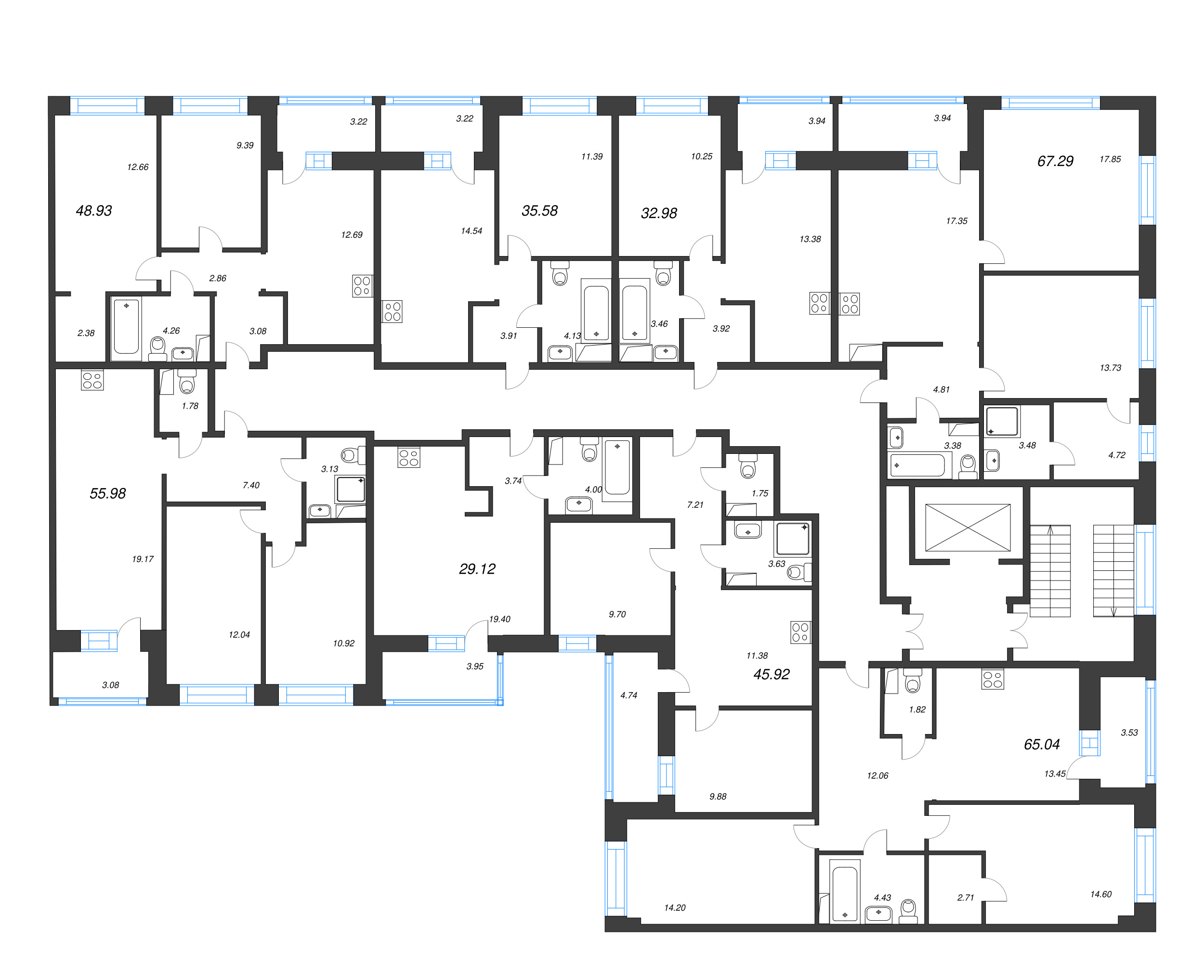 Квартира-студия, 29.12 м² в ЖК "Уютный" - планировка этажа