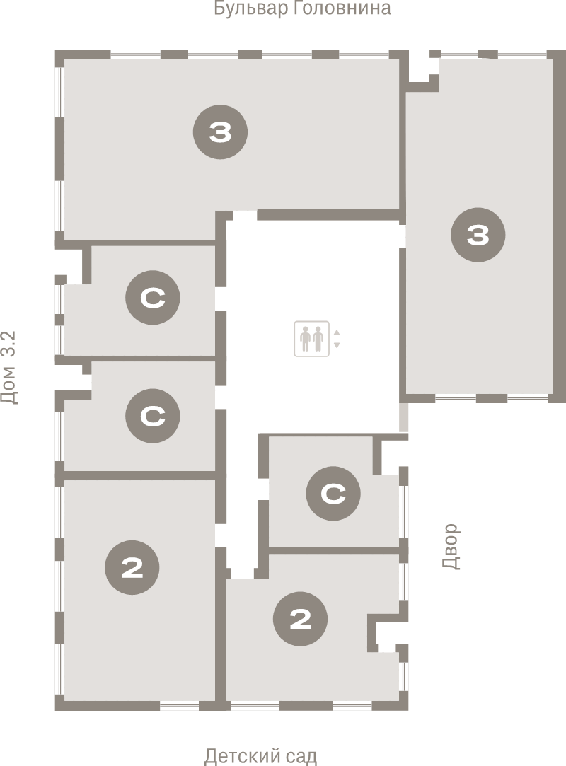 4-комнатная (Евро) квартира, 96.2 м² в ЖК "Северный ветер" - планировка этажа