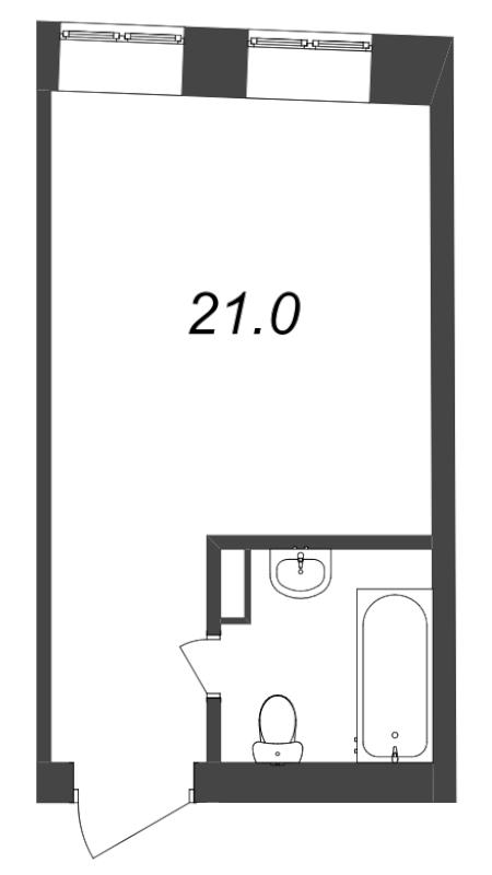 Квартира-студия, 29.2 м² в ЖК "Тележная 21-29" - планировка, фото №1