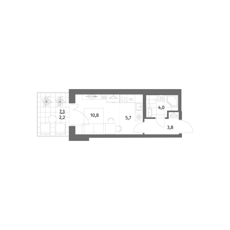 Квартира-студия, 26.5 м² в ЖК "Парусная 1" - планировка, фото №1