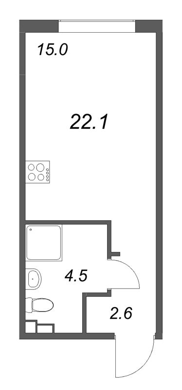 Квартира-студия, 22.1 м² в ЖК "Пулково Lake" - планировка, фото №1
