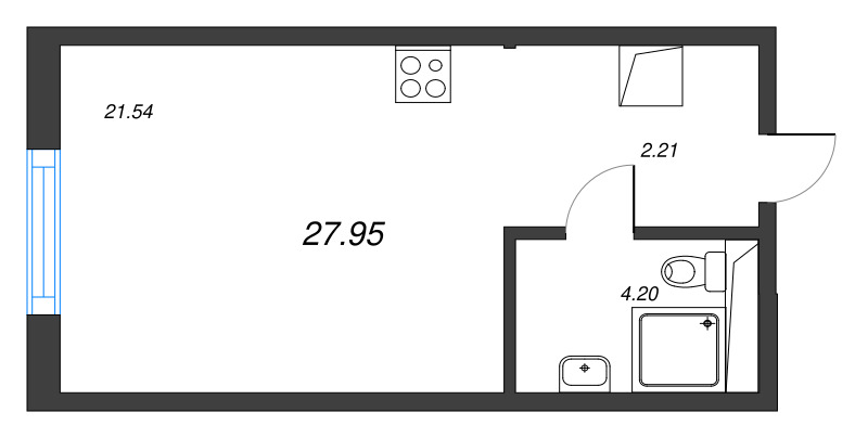 Квартира-студия, 27.95 м² в ЖК "Legenda Васильевского" - планировка, фото №1
