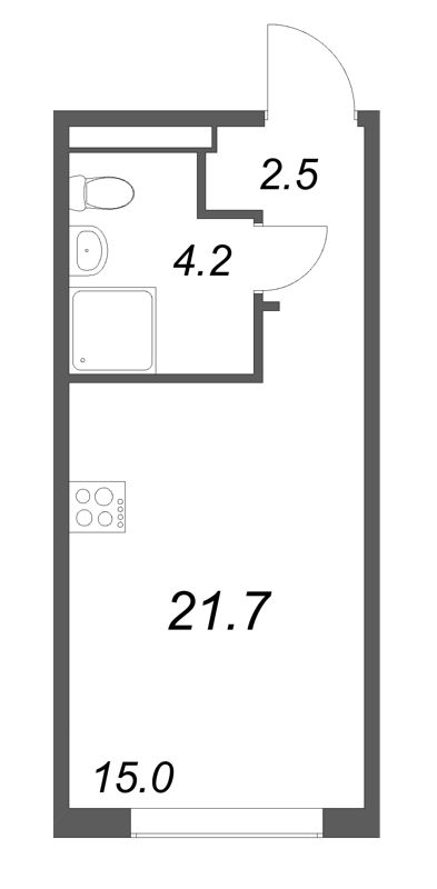 Квартира-студия, 21.7 м² в ЖК "Пулково Лейк" - планировка, фото №1