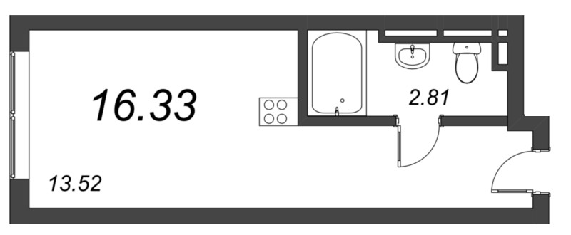 Квартира-студия, 16.7 м² в ЖК "Valo" - планировка, фото №1