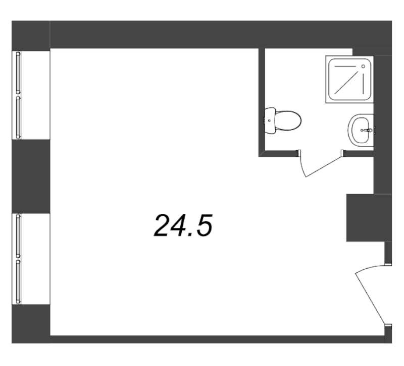 Квартира-студия, 24.5 м² - планировка, фото №1