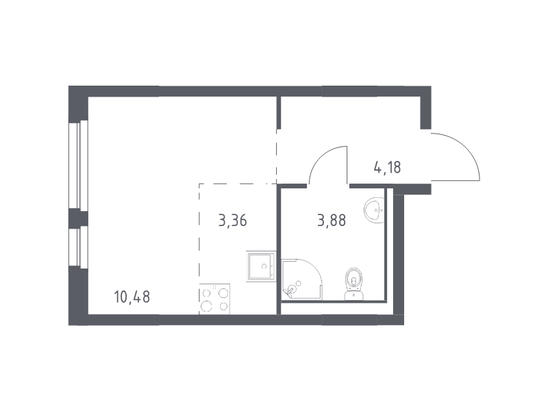 Квартира-студия, 21.9 м² в ЖК "Невская Долина" - планировка, фото №1