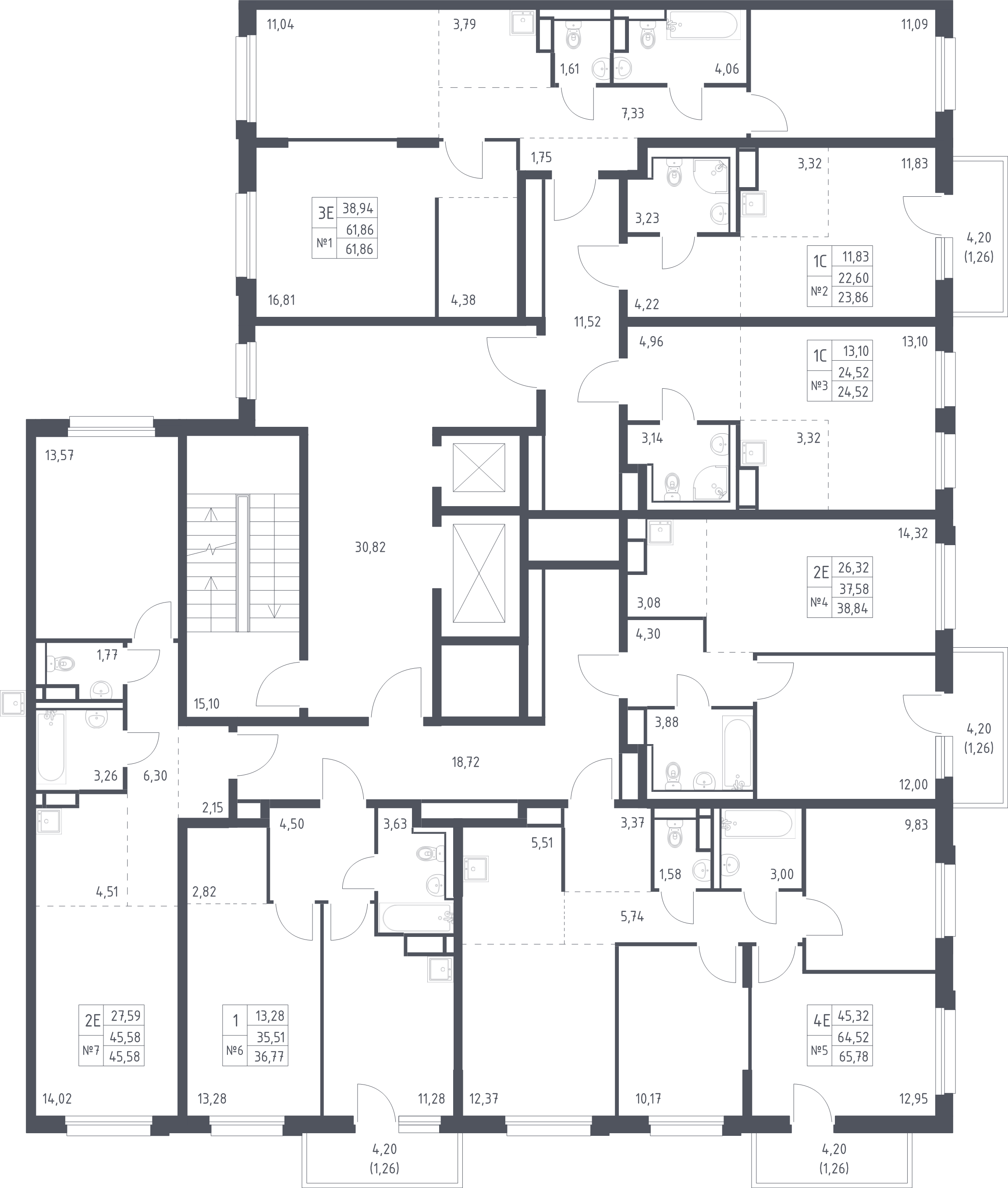 Квартира-студия, 23.86 м² - планировка этажа