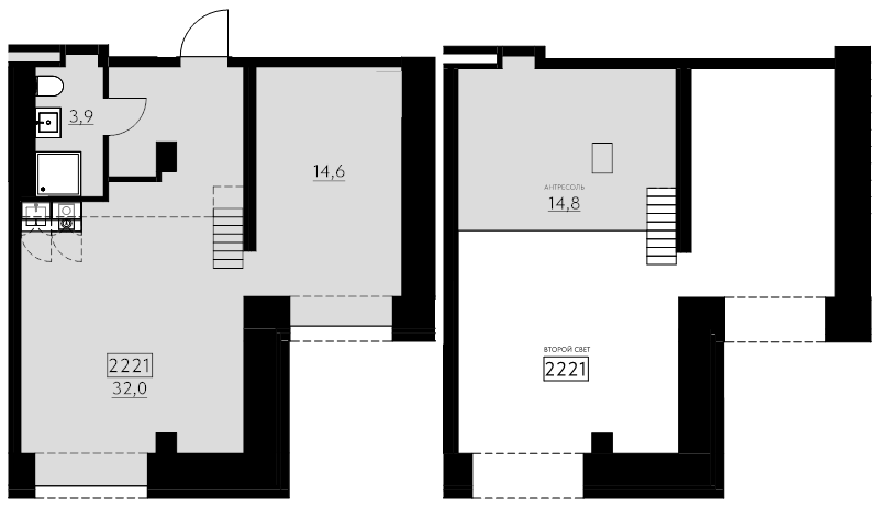 2-комнатная квартира, 65.3 м² в ЖК "Авеню на Карповке" - планировка, фото №1