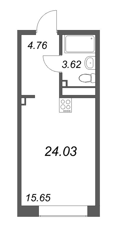 Квартира-студия, 24.79 м² - планировка, фото №1