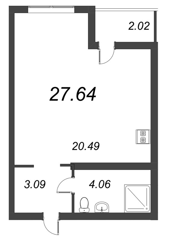 Квартира-студия, 29.66 м² - планировка, фото №1