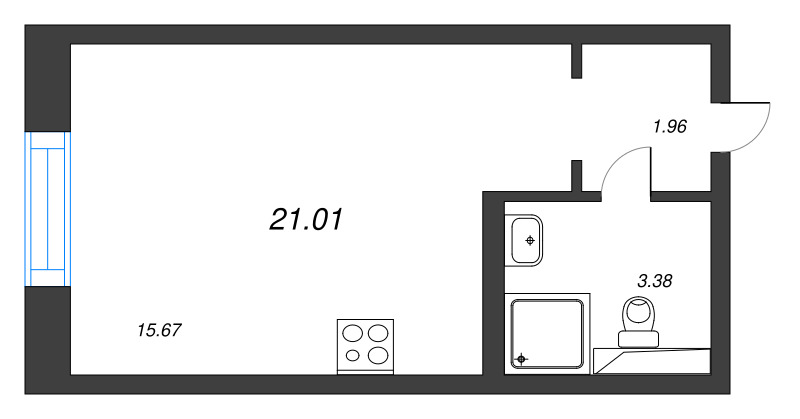 Квартира-студия, 21.01 м² в ЖК "Цивилизация на неве" - планировка, фото №1