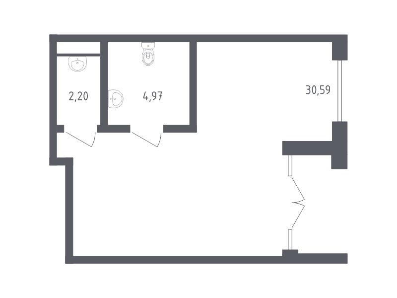 Помещение, 37.76 м² в ЖК "Южная Нева" - планировка, фото №1
