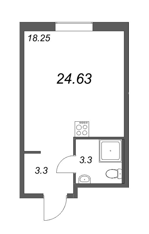 Квартира-студия, 24.63 м² в ЖК "Новые горизонты" - планировка, фото №1