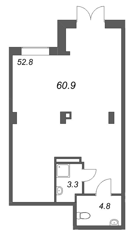 Помещение, 60.9 м² в ЖК "Большая Охта" - планировка, фото №1