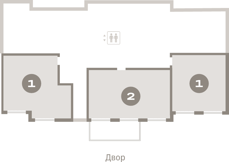 2-комнатная (Евро) квартира, 42.8 м² в ЖК "Брусника в Новоселье" - планировка этажа