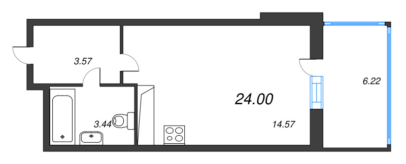 Квартира-студия, 24 м² в ЖК "Аквилон Stories" - планировка, фото №1
