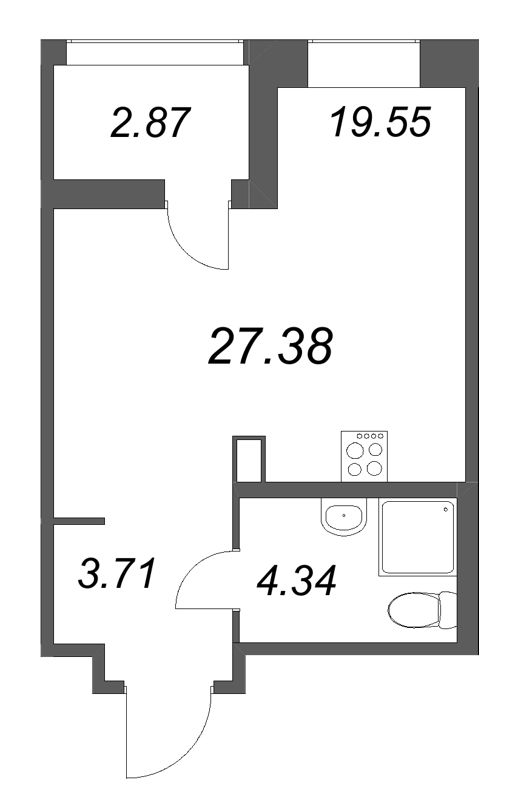 Квартира-студия, 27.38 м² в ЖК "Ультра Сити 3.0" - планировка, фото №1