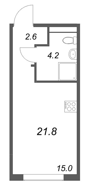 Квартира-студия, 21.8 м² в ЖК "Пулково Lake" - планировка, фото №1