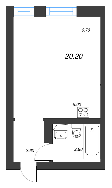 Квартира-студия, 20.2 м² в ЖК "ЭКО Квартал NEGA" - планировка, фото №1