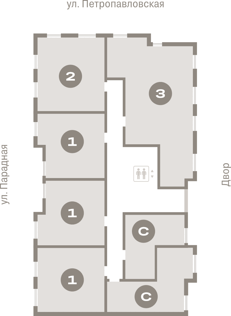 2-комнатная (Евро) квартира, 43.8 м² в ЖК "Брусника в Новоселье" - планировка этажа