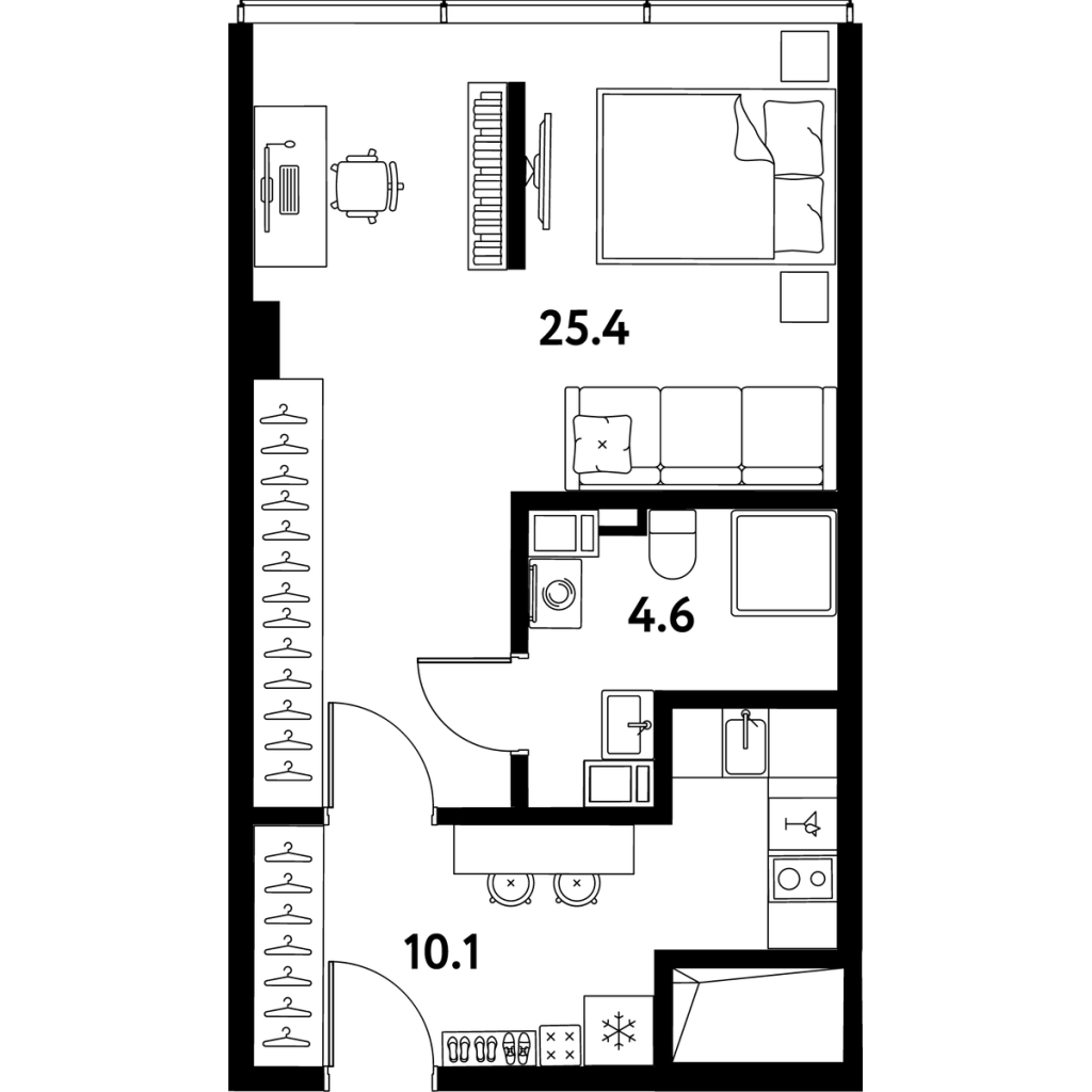 1-комнатная квартира, 40.1 м² в ЖК "МОСКО" - планировка, фото №1