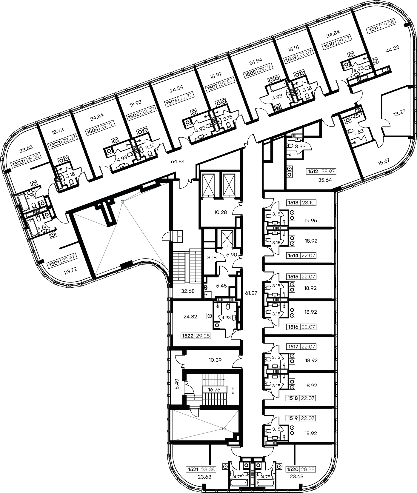 Квартира-студия, 28.4 м² - планировка этажа