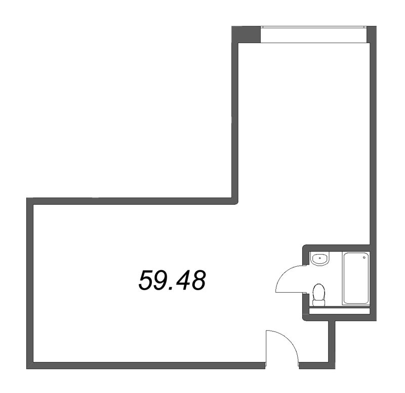 1-комнатная квартира, 59.48 м² в ЖК "Well Московский" - планировка, фото №1