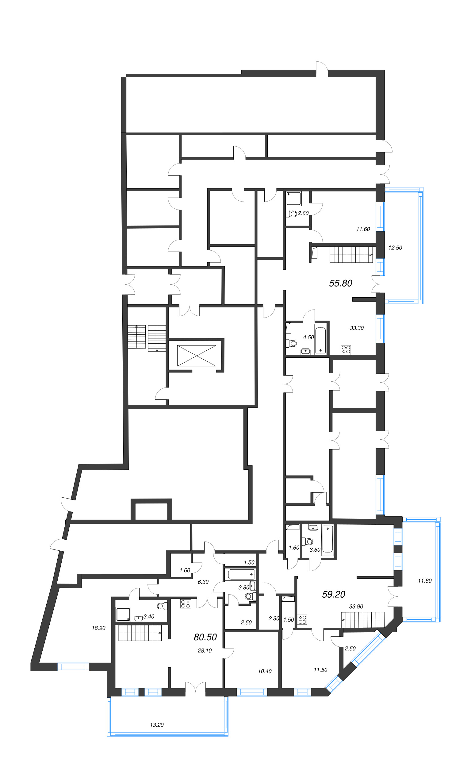 2-комнатная квартира, 107.5 м² - планировка этажа