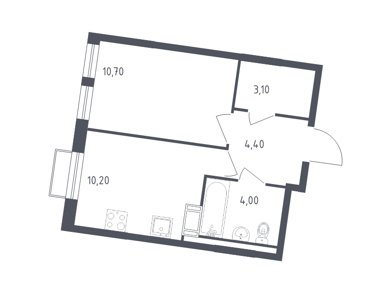 1-комнатная квартира, 32.4 м² в ЖК "Курортный Квартал" - планировка, фото №1