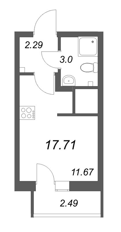 Квартира-студия, 17.71 м² - планировка, фото №1