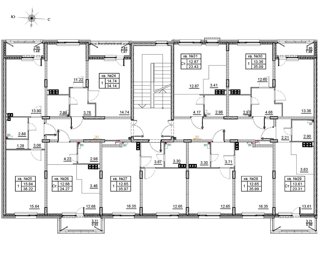 Квартира-студия, 23.6 м² - планировка этажа
