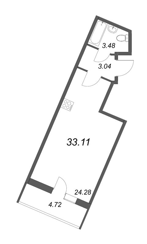 Квартира-студия, 32.5 м² - планировка, фото №1