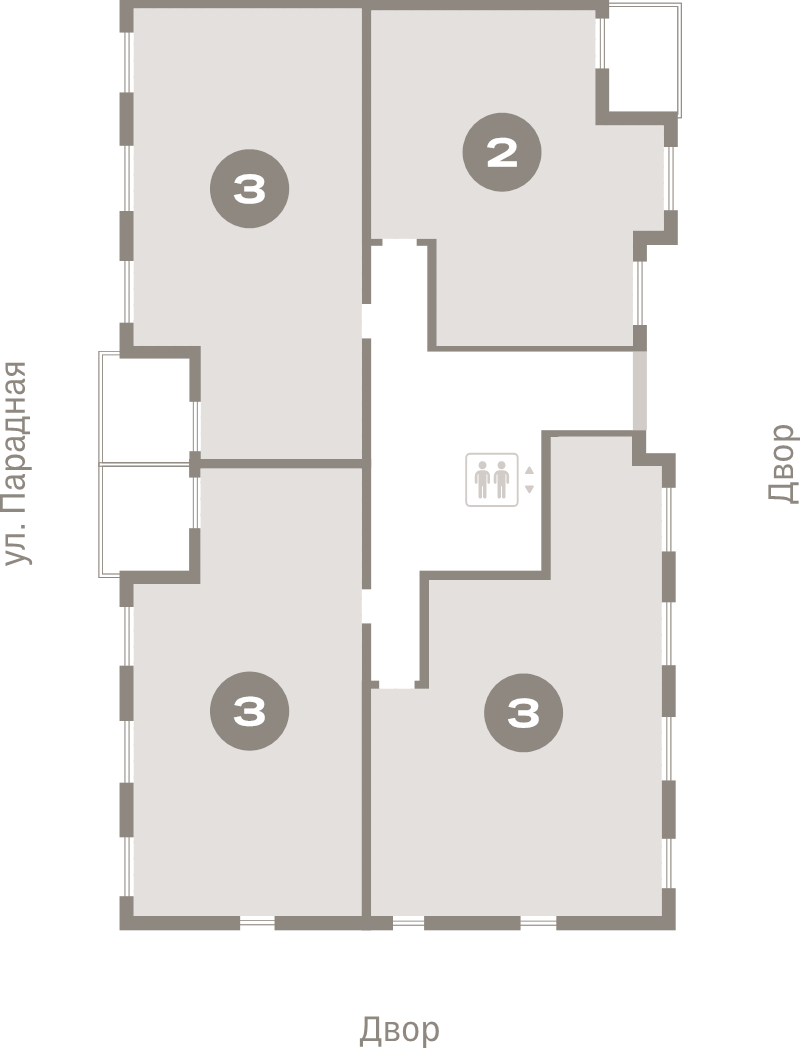 4-комнатная (Евро) квартира, 92.3 м² в ЖК "Брусника в Новоселье" - планировка этажа