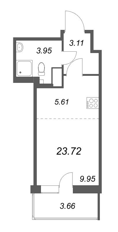 Квартира-студия, 23.72 м² - планировка, фото №1