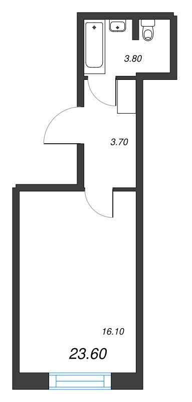 Квартира-студия, 23.6 м² в ЖК "Парусная 1" - планировка, фото №1