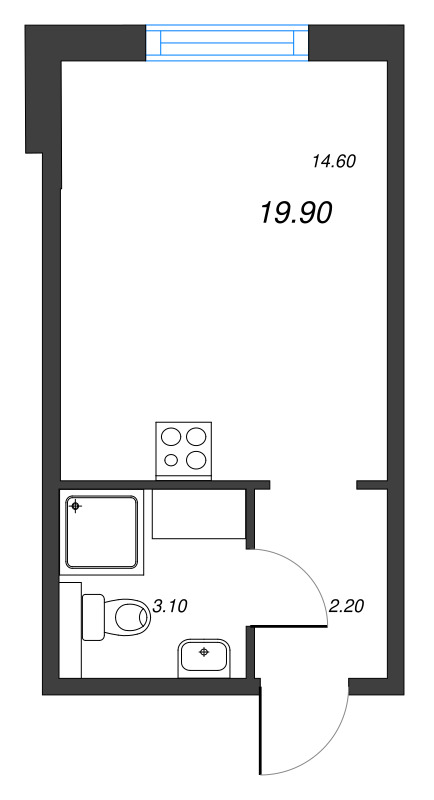 Квартира-студия, 19.9 м² в ЖК "Пейзажный квартал" - планировка, фото №1