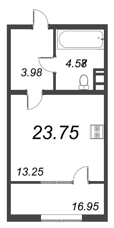 Квартира-студия, 25.4 м² в ЖК "Pixel" - планировка, фото №1