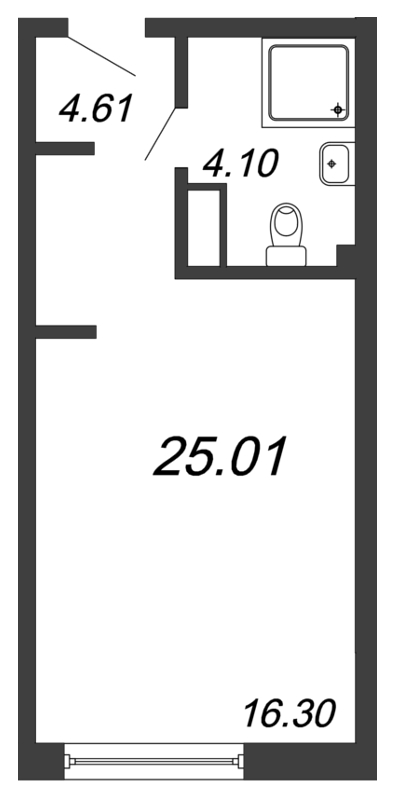 Квартира-студия, 25.01 м² - планировка, фото №1