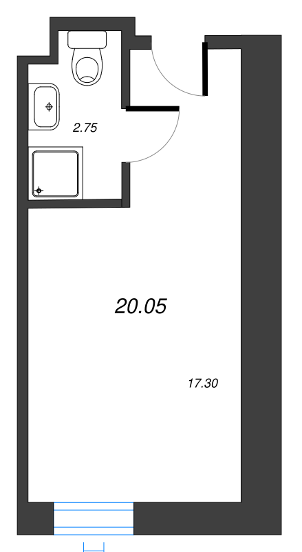 Квартира-студия, 20.16 м² в ЖК "We'll" - планировка, фото №1