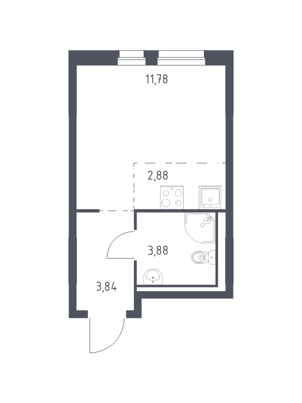 Квартира-студия, 22.38 м² в ЖК "Невская Долина" - планировка, фото №1