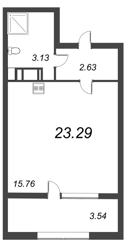 Квартира-студия, 23.29 м² в ЖК "БелАрт" - планировка, фото №1